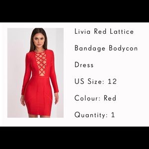 Red cut out front bandage dress